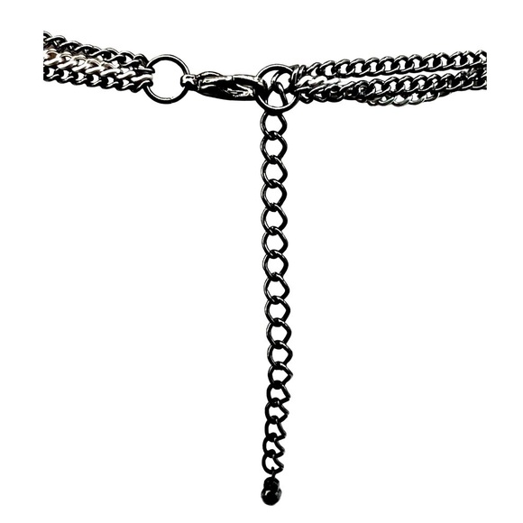 Multi-Layered Black & Silver Chain Necklace. A16 - Picture 6 of 7